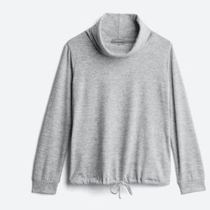 Loveappella Persy Cowl Neck Drawstring Hem Knit Top, grey, size M